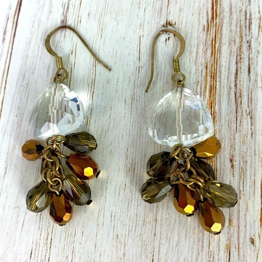 Banana Republic crystal dangle earring bronze gold